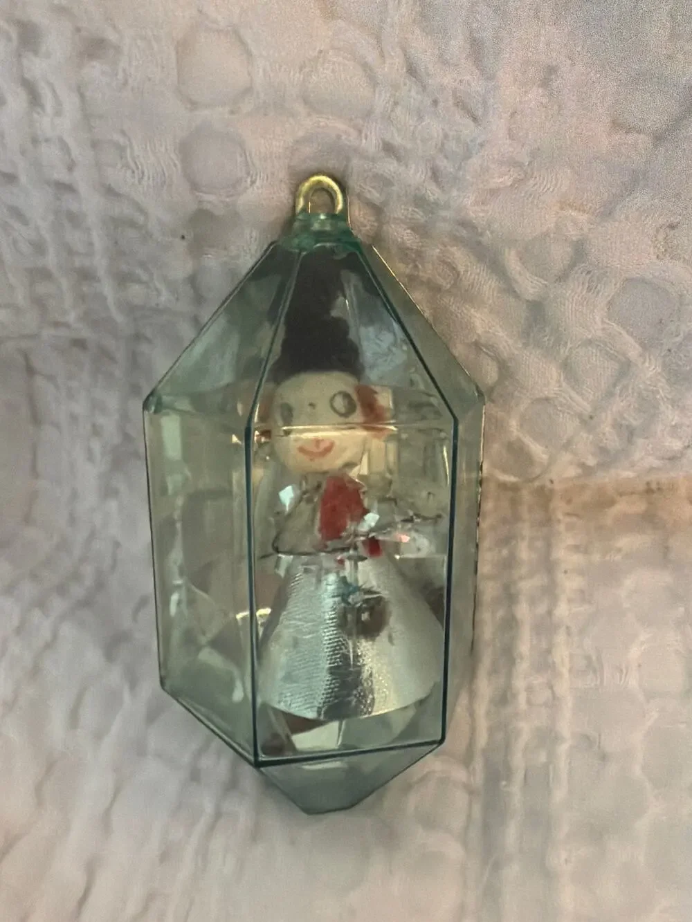 Vintage JewelBrite Snowman Diorama Plastic Lantern Christmas Ornament Hong Kong
